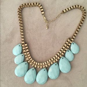 Aqua & gold statement necklace